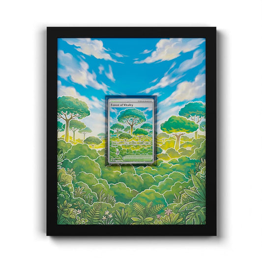 109 Wald der Lebenskraft - Extended Artwork Framed Pokemon Card Display