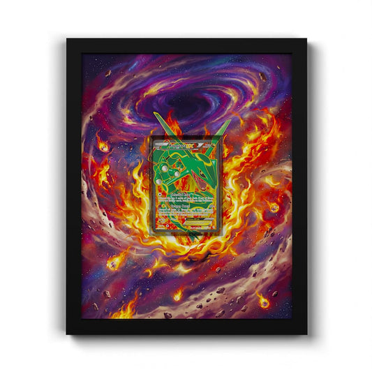 123/124 Rayquaza EX - Extended Artwork Framed Pokemon Card Display