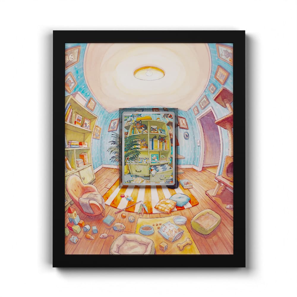 167/162 Flamiau - Extended Artwork Framed Pokemon Card Display