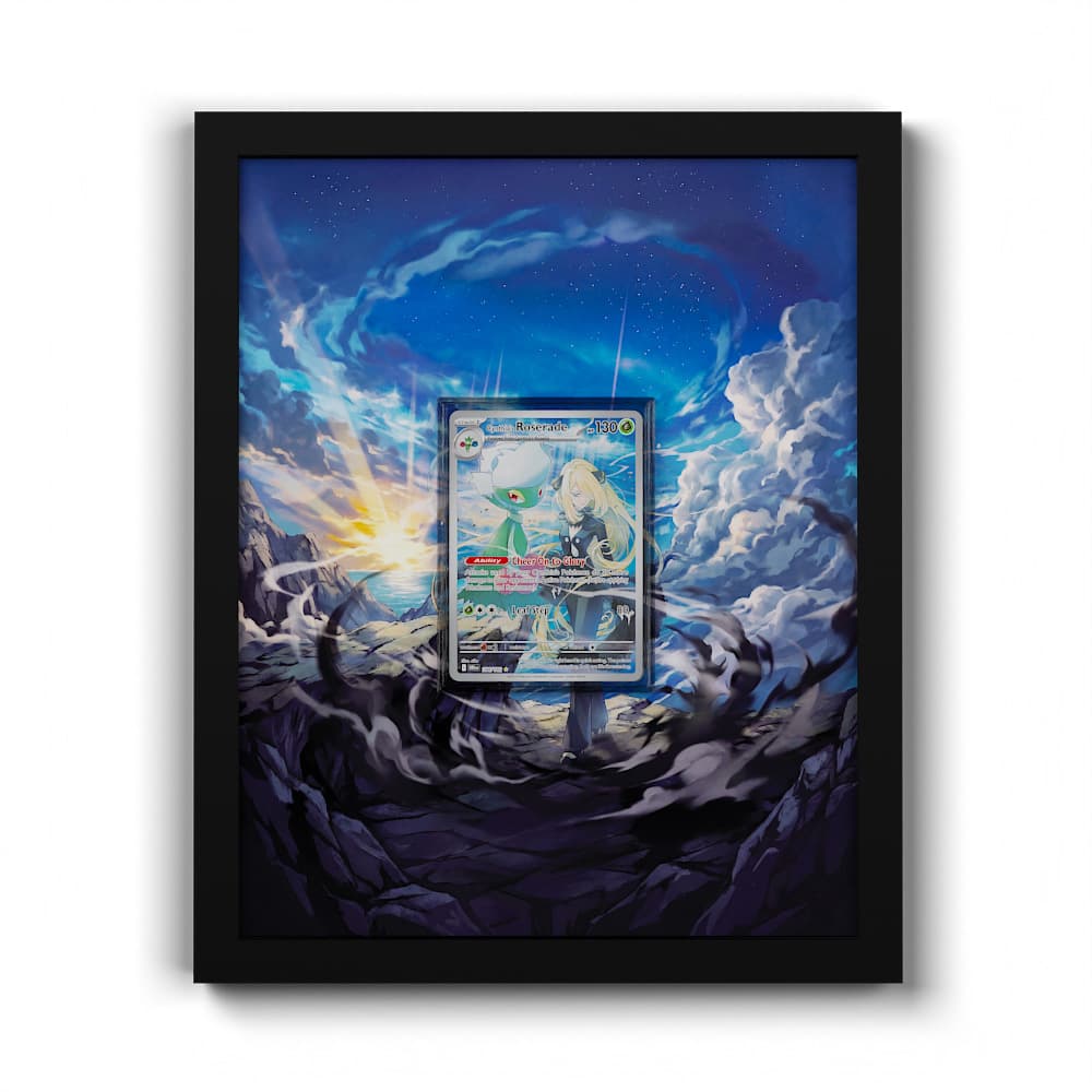 184/182 Cynthias Roserade - Extended Artwork Framed Pokemon Card Display
