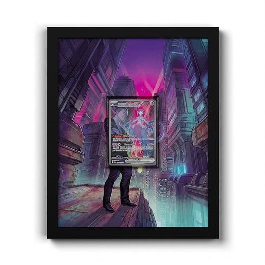 231/182 Team Rockets Mewtu EX - Extended Artwork Framed Pokemon Card Display