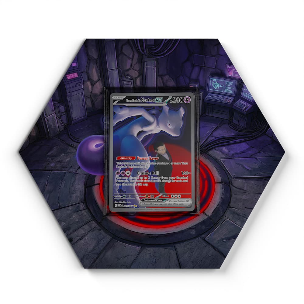 281/217 Team Rockets Mewtu EX - Extended Artwork Pokemon Card Display
