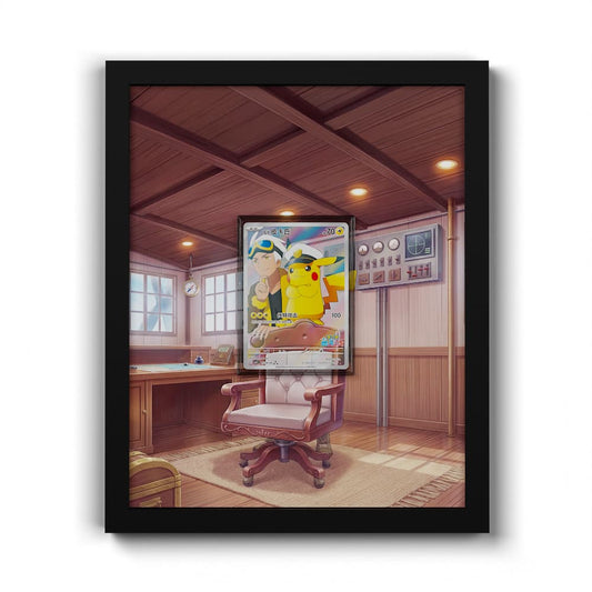 709 Kapitän Pikachu - Extended Artwork Framed Pokemon Card Display