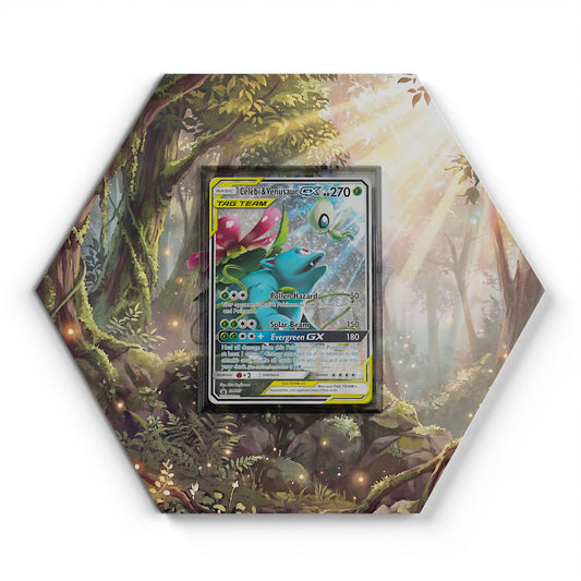SM167 Celebi & Bisaflor GX - Extended Artwork Pokemon Card Display