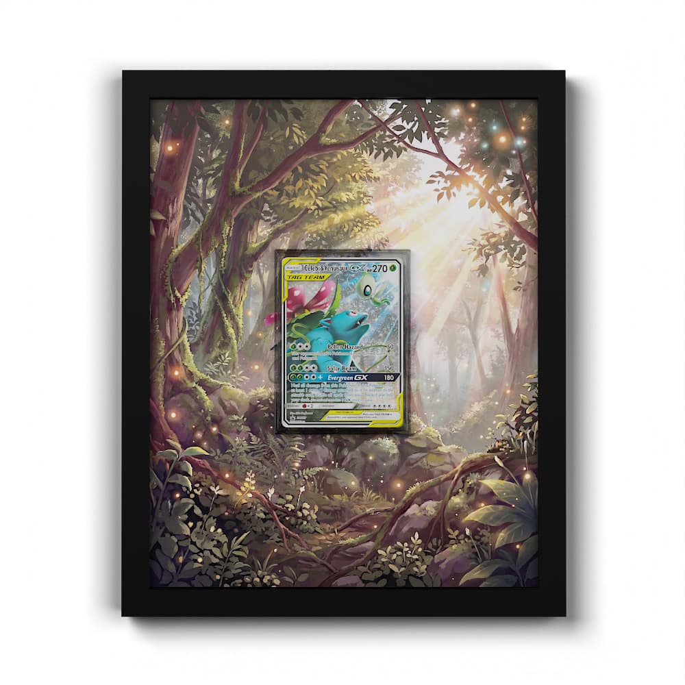 SM167 Celebi & Bisaflor GX - Extended Artwork Framed Pokemon Card Display