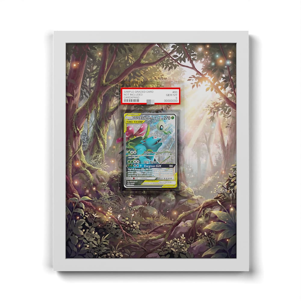 SM167 Celebi & Bisaflor GX - Extended Artwork Framed Pokemon Card Display