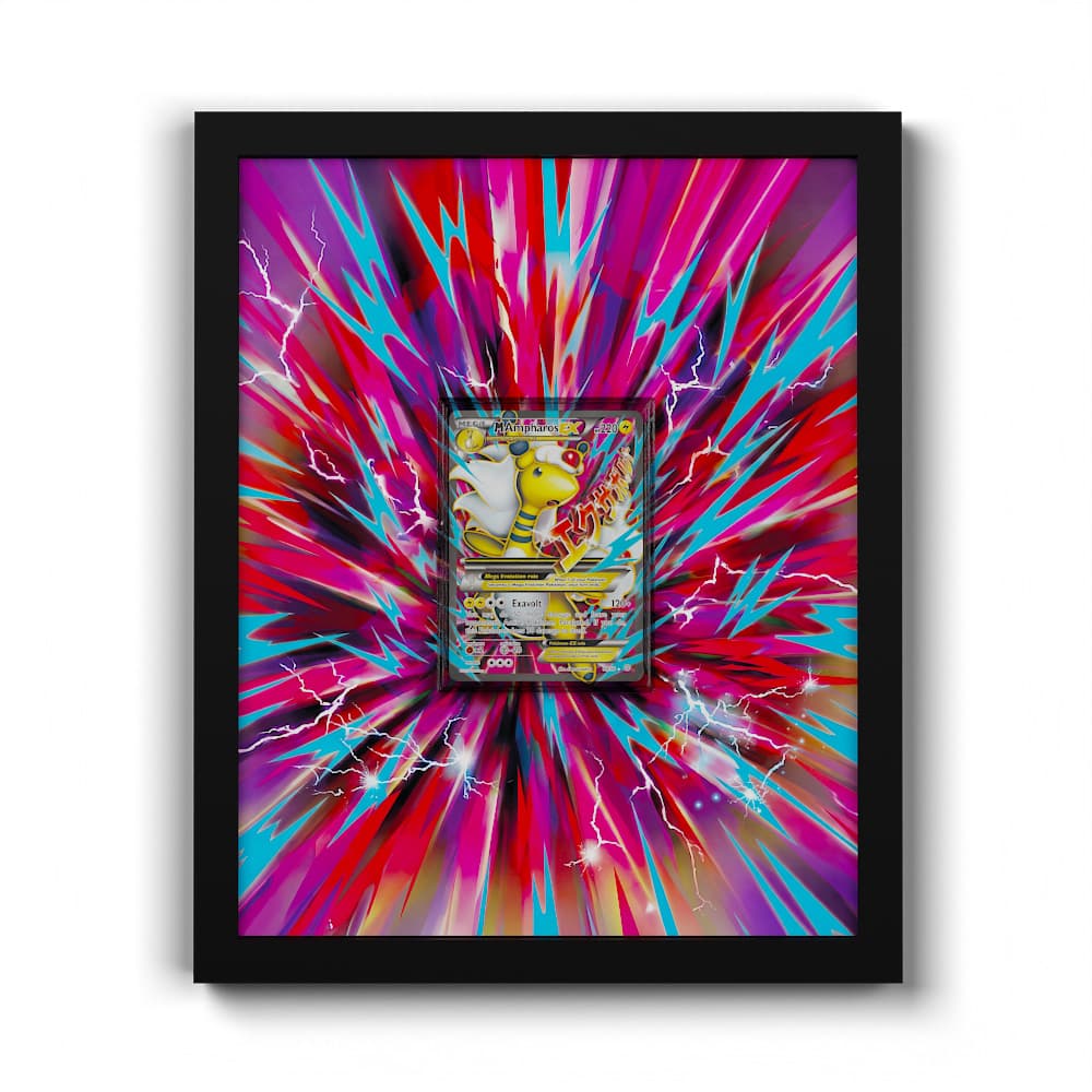 088/098 M Ampharos EX - Extended Artwork Framed Pokemon Card Display